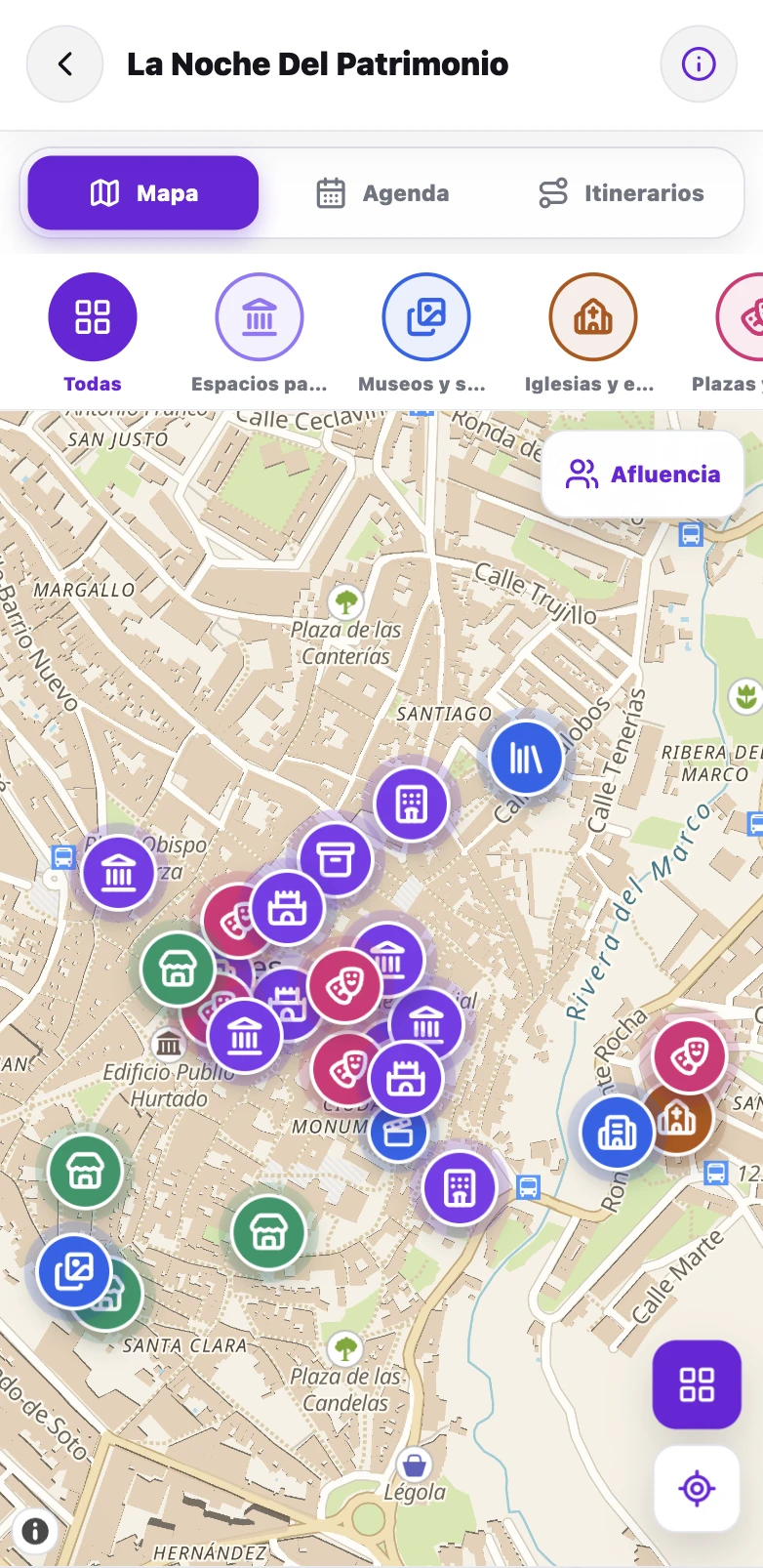 Mapa de espacios de La Noche del Patrimonio